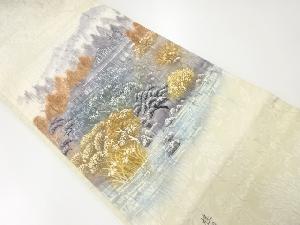 リサイクル　作家物　纐纈手描き桂離宮模様袋帯